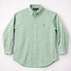 Ralph‎ Lauren Men's Classic Fit Plaid Button Down Shirt Green Blue Size 18